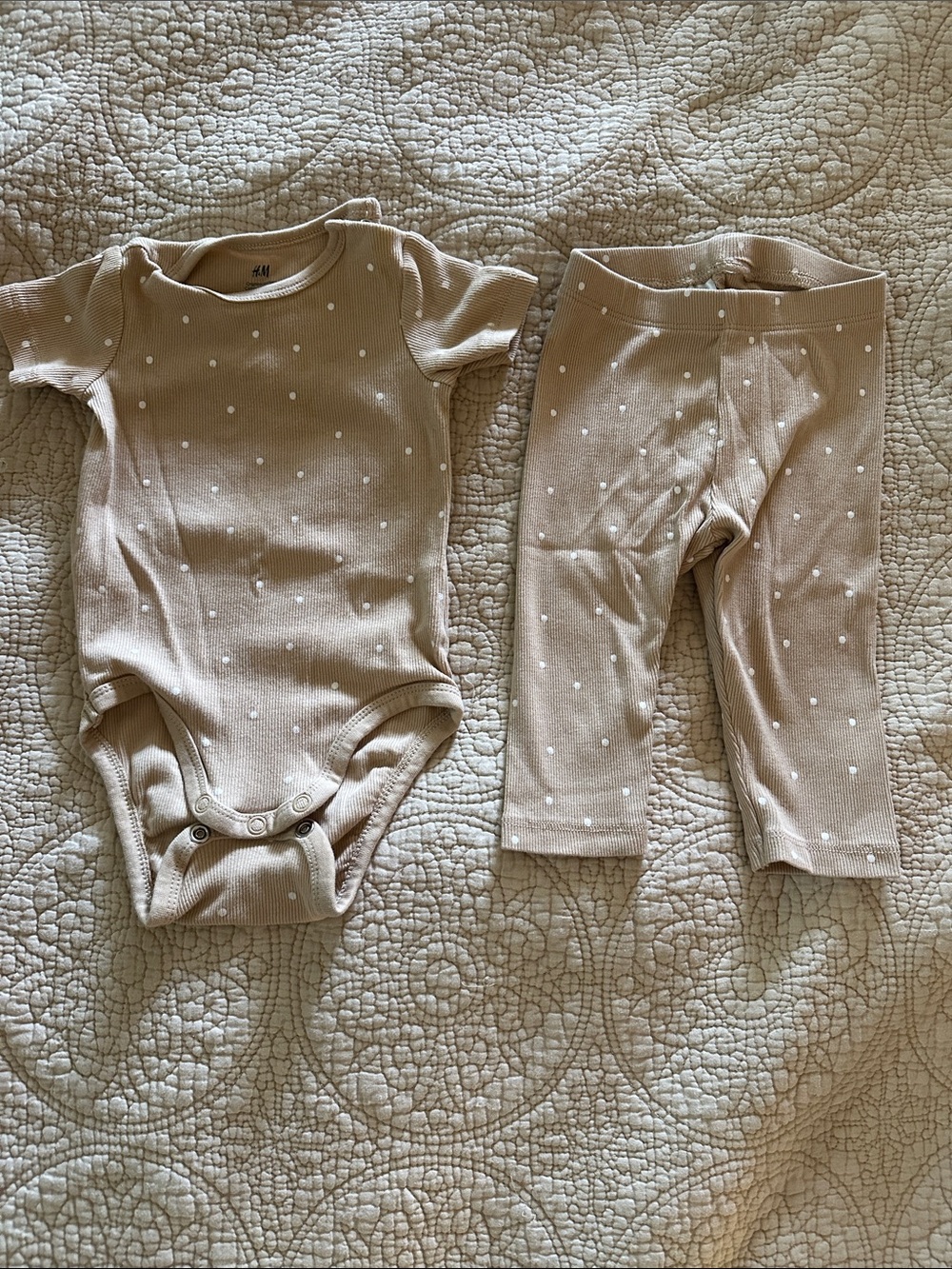 H&M Beige Polka Dot Matching Set